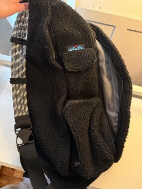 Kavu Black Sherpa Bag with Blue and Red Logo